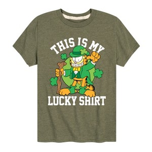 Boys' - Garfield - This Is My Lucky Shirt Short Sleeve Graphic T-Shirt - 1 of 4