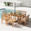 Tangkula 63" Outdoor Dining Table w/ Umbrella Hole Slatted Tabletop for Backyard - 4 of 4