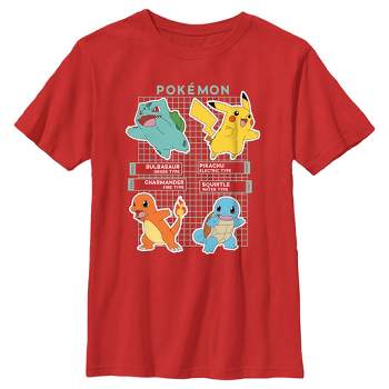 Boy's Pokemon Starters Grid Pokedex T-Shirt