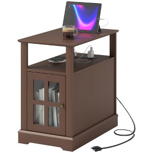 Aghana Digitals Brown Modern Side Table with Charging Station (2 AC Outlets, 2 USB Ports), Storage - 1 of 4