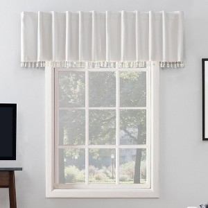 50"x17" Sun Zero Blackout Evelina Faux Dupioni Silk Beaded Tassels Curtain Valance - 1 of 4