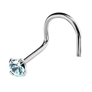 Jewelry Avalanche 22G 14K Gold Nose Screw Nose Stud with Aquamarine Gemstone - 1 of 2