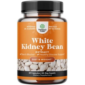 White Kidney Bean Extract Capsules, Supplement for Weight Loss & Reduce Calories, Glucose Support & Carb Control Supplements, Nature's Craft, 60ct - 1 of 4