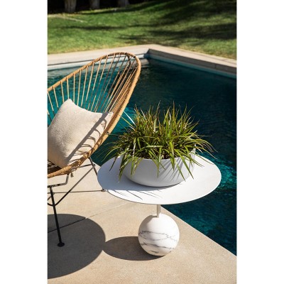 Kona Modern White 14" Plastic-Stone Indoor/Outdoor Bowl Planter
