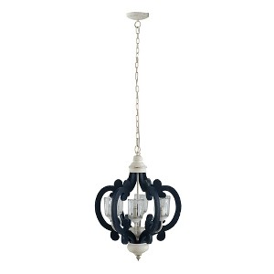 VYNXARIA 6 Blue and White Farmhouse Ceiling Lights, Hanging Chandelier for Kitchen & Dining Room - 1 of 4