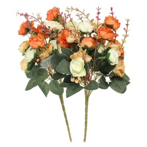 Unique Bargains Home Wedding Decoration Branch Heads Silk Artificial Mini Rose with Stem - 1 of 4