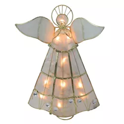 Kurt S. Adler 9.75" Lighted Gold Capiz Angel Trumpeter Christmas Tree Topper - Clear Lights
