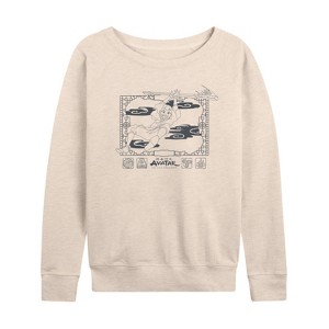 Women's - Avatar: The Last Airbender - Aang Happy Flying Lightweight French Terry Wide Neck Long Sleeve Shirt - 1 of 4