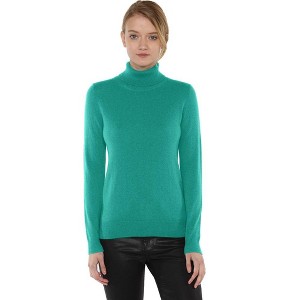 JENNIE LIU Women's 100% Pure Cashmere Long Sleeve Turtleneck Pullover Sweater - 1 of 3