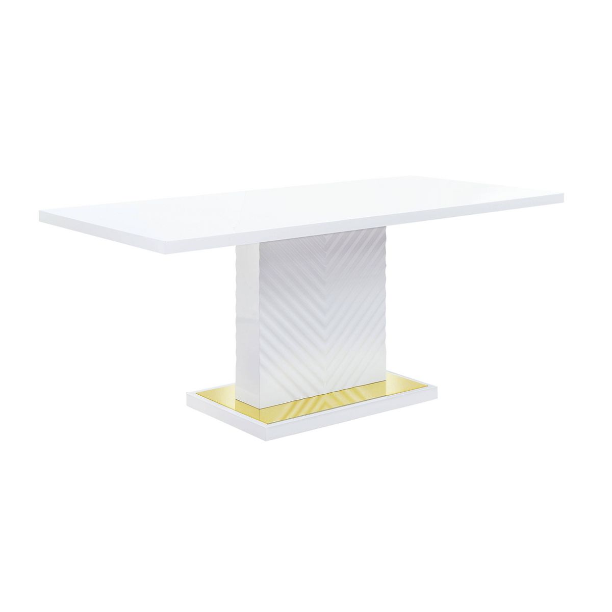 Acme Furniture 71" Gaines Dining Table: High Gloss, Gold Accent Pedestal - thumbnail 3