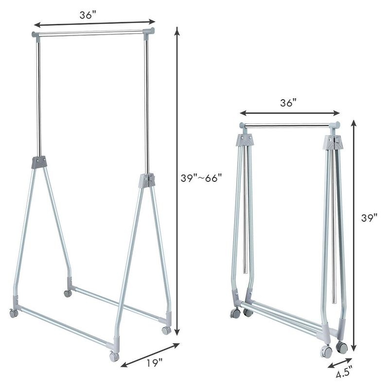 Costway Extendable Clothing Garment Rack Heavy Duty Foldable Clothes Rack W/Hanging Rod, 5 of 11