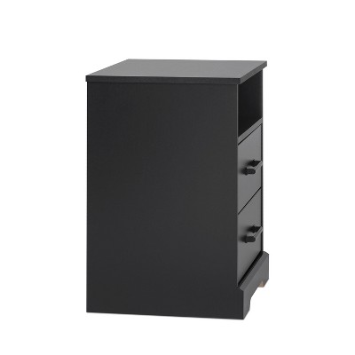Rustic Black 2-Drawer Nightstand with Open Shelf