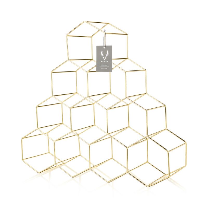 Viski Geo Gold Bottle Wine Rack, Honeycomb Design, 5 of 9