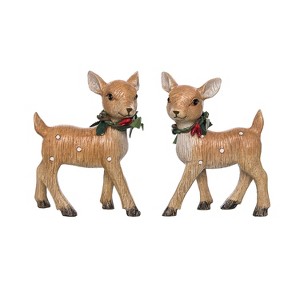 Transpac Christmas Resin Fawn Figurine Set of 2 Holiday Home Decorations for Festive Decor and Seasonal Charm - 1 of 1