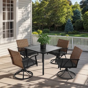CAVINAS 5 Piece Patio Furniture Set Wicker Small Outdoor Table and Chairs Simple Outdoor Dining Set with Chairs for Patio - 1 of 4