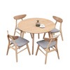 5 PCS Round/Square Dining Table Set Wooden Dining Set Bistro Dining Set with 4 Upholstered Chairs, Black/Walnut/Natural-ModernLuxe - 4 of 4