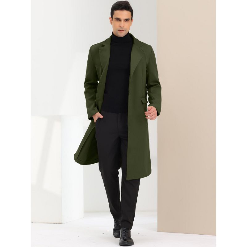 Lars Amadeus Men's Winter Single Breasted Notched Lapel Long Overcoat, 2 of 7