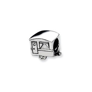 Black Bow Jewelry Sterling Silver Camper Trailer Bead Charm - 1 of 2