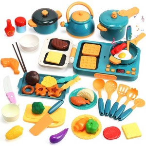 Skirfy 46 Pcs Kids Kitchen Accessories Playset with Light and Sound, Play Pots and Pans, Cooking Utensils, Kitchen Toys for Girls and Boys - 1 of 4