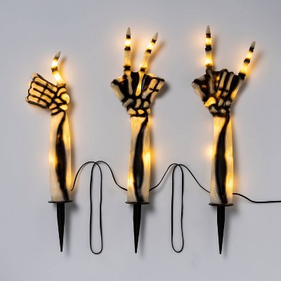 3ct LED Skeleton Hands Halloween Novelty Path Stake Lights White - Hyde & EEK! Boutique™