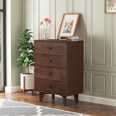 4/5/6/7-Drawer Dresser, Modern Wooden Dresser Chest with Retro Round Handle, Buffet Server Cabinet, Auburn 4A - ModernLuxe