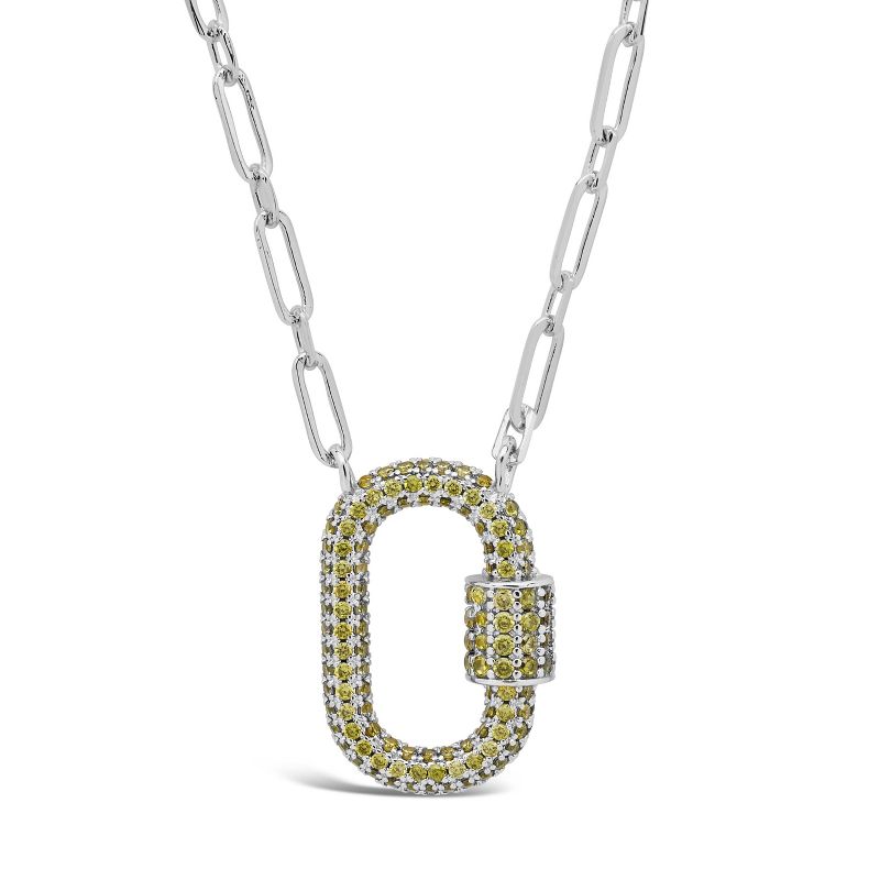 SHINE by Sterling Forever Pave CZ Carabiner Lock Necklace, 1 of 4