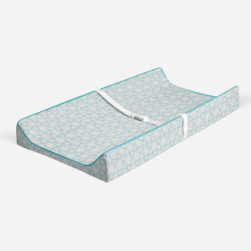 Bacati - Floral Quilted Muslin Changing Pad Cover Aqua, 2 of 10