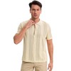INSPIRE CHIC Men's Button Down Short Sleeve Lightweight Casual Summer Vintage Knit Polo Shirts - 2 of 4