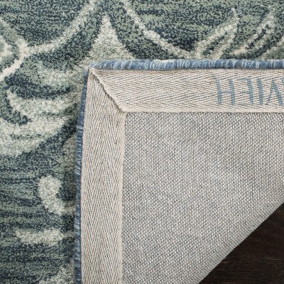 Handmade Floral Blue Sage Wool Runner Rug - 2&#039;3&quot; x 8&#039;