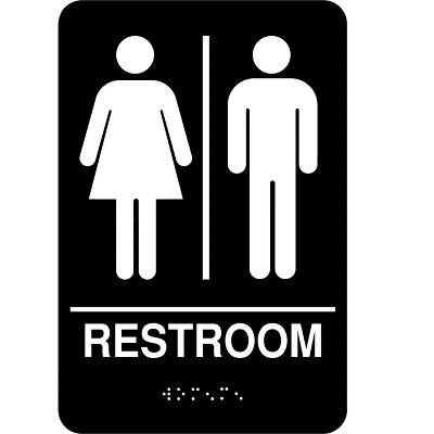 Cosco Restroom Indoor Door Sign 5.5"L x 8.8"H Black/White (098096) 712399