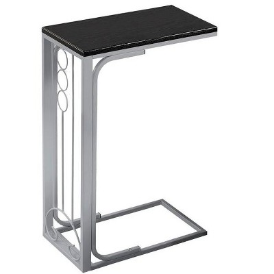 Monarch Specialties Accent Table C-Shaped End Side Snack Living Room Bedroom Metal Laminate Black Grey Transitional