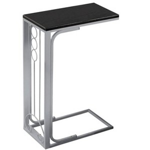 Monarch Specialties Accent Table C-Shaped End Side Snack Living Room Bedroom Metal Laminate Black Grey Transitional - 1 of 4