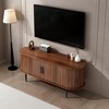 47 in. Modern TV Console Table/Stand with Storage Compartment and Sliding Door, Media Console with Storage, Walnut color - 3 of 4