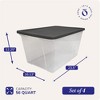 HOMZ 56-Quart Clear Stackable Plastic Storage Containers, Gray Lid, 4 Pack - 4 of 4