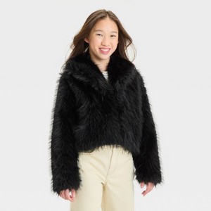 Girls' Short Faux Fur Jacket - art class™ - 1 of 3