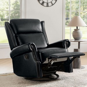 Lauren Genuine Leather Manual Swivel Glider Recliner|HULALA HOME - 1 of 4