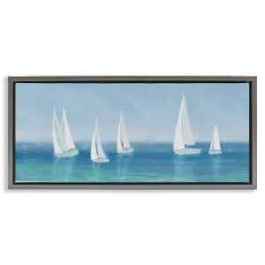 Stupell Industries White Sail Boats Across Coast, 25" x 11" - 1 of 4