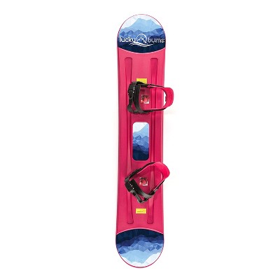 Lucky Bums 95 Centimeter Beginner Youth Junior Smooth Plastic Snowboard with Adjustable Boot Bindings for Kids Ages 4 to 7 Years Old, Pink