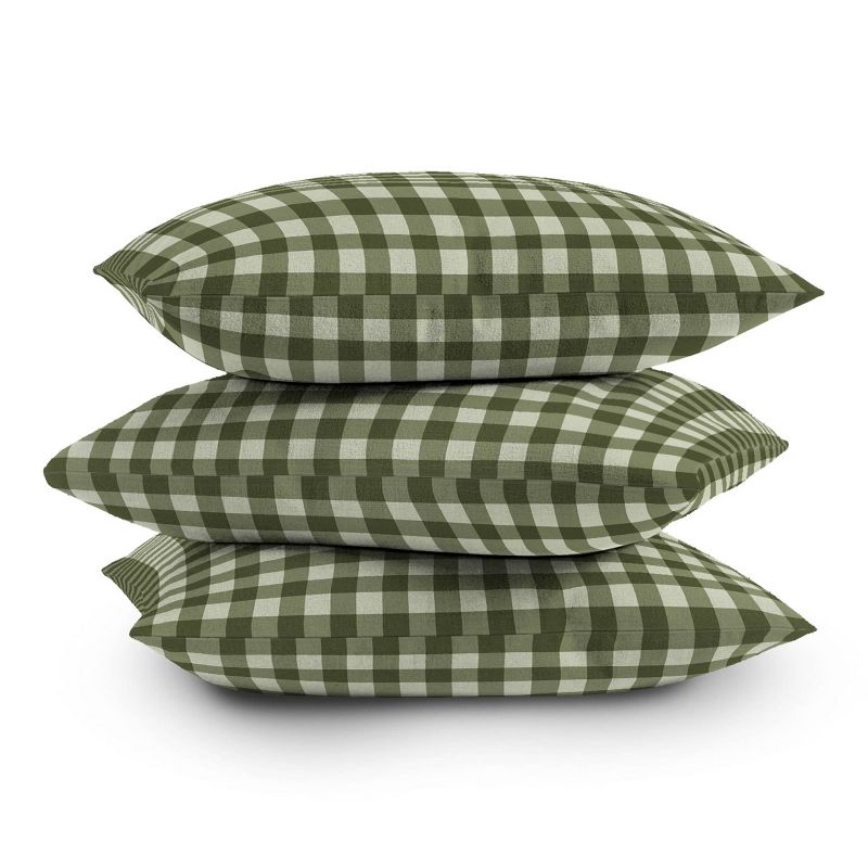 Colour Poems Gingham Pattern Moss Outdoor Throw Pillow Green - Deny Designs, 4 of 5
