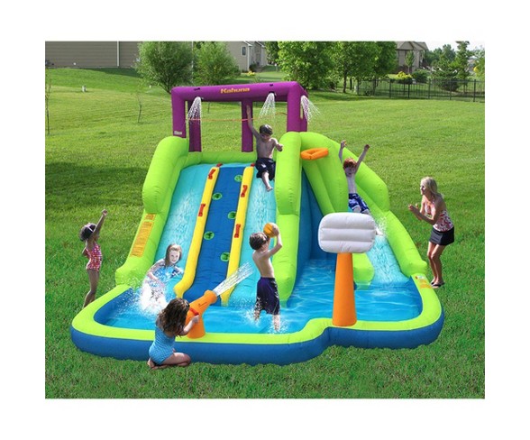 Kahuna 90360 Triple Blast Outdoor Inflatable Splash Pool Backyard Water Slide