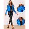 Allegra K Women's Metallic Biker Holographic Shiny Jackets - 2 of 4