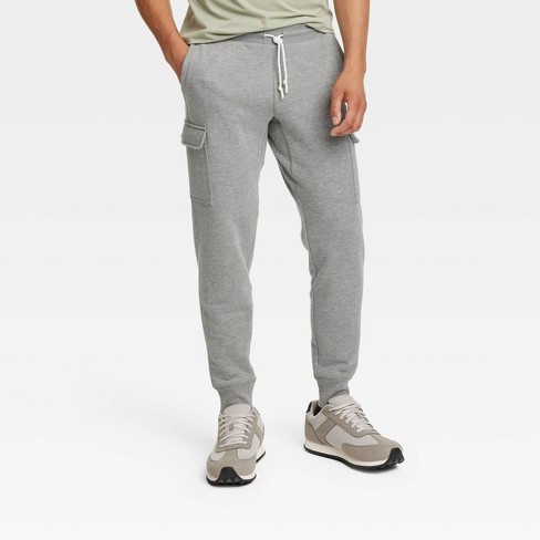 Men's Cotton Fleece Cargo Jogger Pants - All In Motion™ Gray L