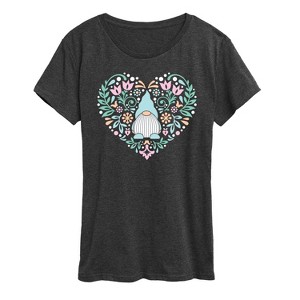 Women's - Instant Message - Scandinavian Gnome Heart Short Sleeve Graphic T-Shirt - 1 of 4