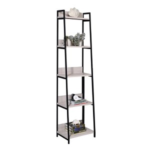 Natural and Black 5-tier Ladder Bookshelf - 1 of 4