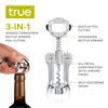 True Foil Cutting Winged Corkscrew with Built-In Foil Cutter and Bottle Opener, Metal Wine Key Self Centering Worm, Silver, Set of 1 - 2 of 4