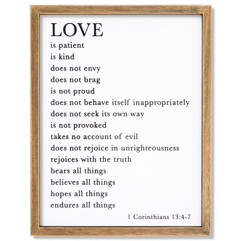 Farmlyn Creek Christian Religious Scripture Wall Art Decor, 1 Corinthians 13 4-7, Rustic Style Home Decorations, 11.75 x 15 In, 1 of 9