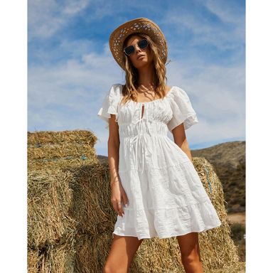 of the shoulder mini dress Sorrel Off the Shoulder Mini Dress in Black & White
