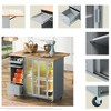 NicBex 2 Drawer Rolling Kitchen Island Cart with Drop Leaf,Kitchen Island on Wheels with LED Light and Glass Doors,Island Table for Kitchen - 4 of 4