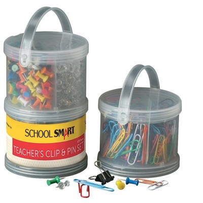 School Smart Vinyl Coated Teachers Clip and Pin Set, set of 3