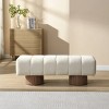 Chenille Fabric Upholstered Accent Bench with Round Wood Legs,Rectangular End of Bed Ottoman,Modern Bedroom or Entryway Bench-Coolbibila - 2 of 4